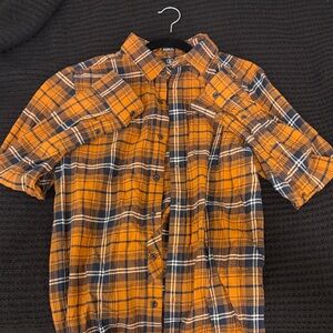 Volcom Men's Plaid Shirt in Orange and Blue